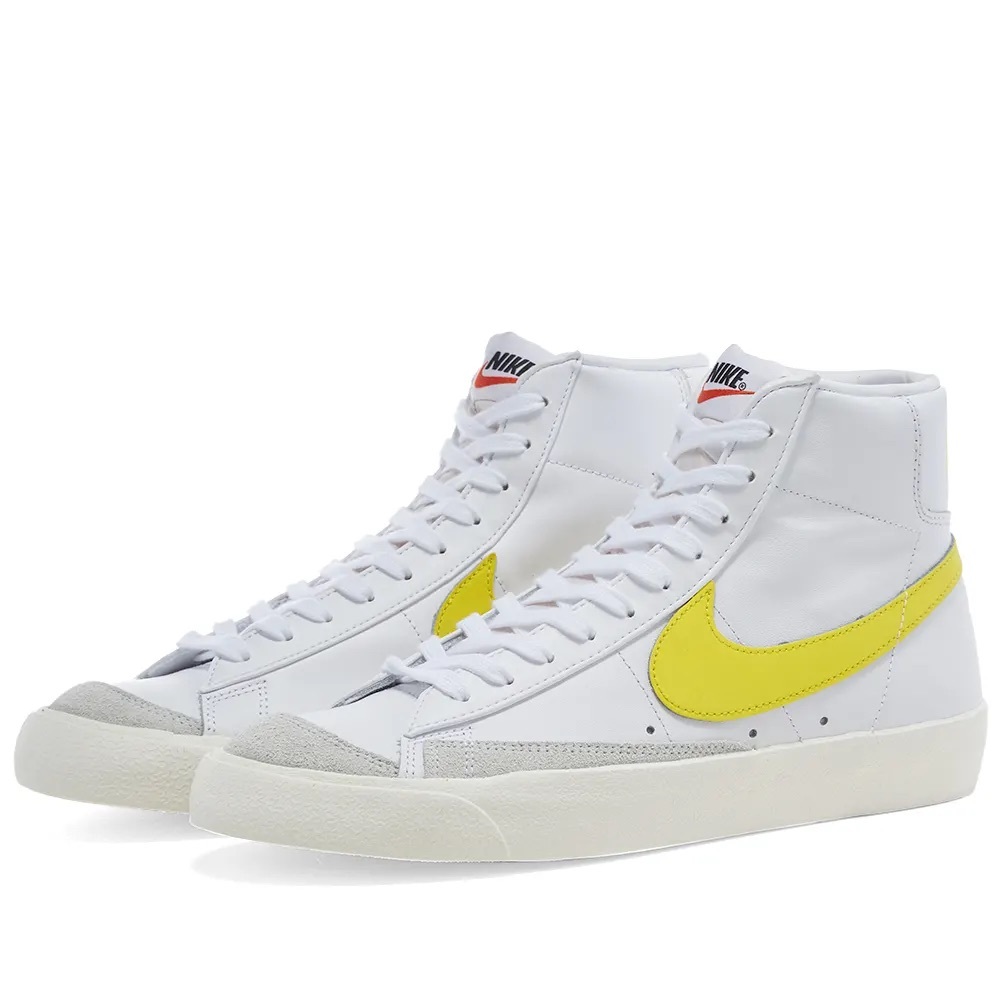 Nike Blazers Mid ‘77 Essential Vintage Optic White and Yellow